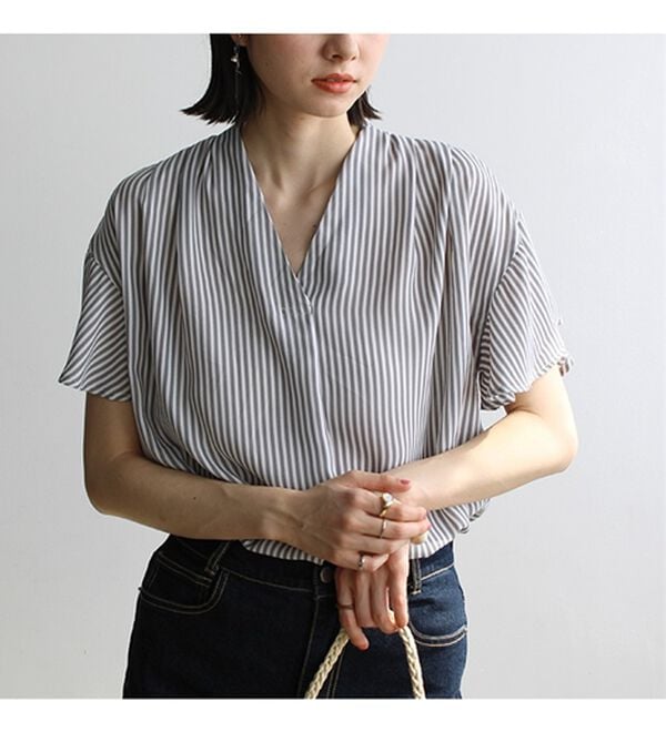 GeeRA（ジーラ）の「【再入荷】サラサラ涼しい！着やせも叶うフレアー袖ブラウス（ブラウス）」｜詳細画像