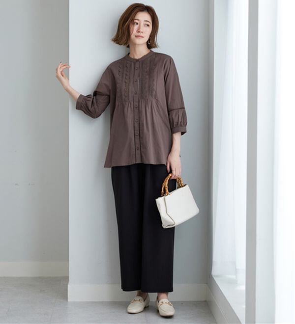 BELLUNA（ベルーナ）の「レース×ピンタック使いシャツチュニック（チュニック）」｜詳細画像