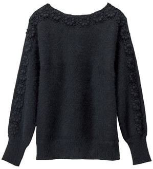 RANAN（ラナン）の「ウール混かぎ針ニットプルオーバー（ニット・セーター）」｜ブラック