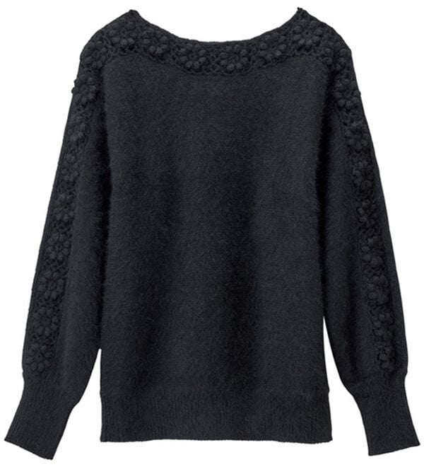 RANAN（ラナン）の「ウール混かぎ針ニットプルオーバー（ニット・セーター）」｜ブラック