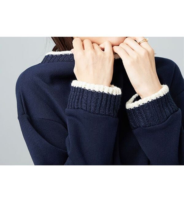 BELLUNA（ベルーナ）の「裏起毛素材ニット切替プルオーバー（カットソー）」｜詳細画像