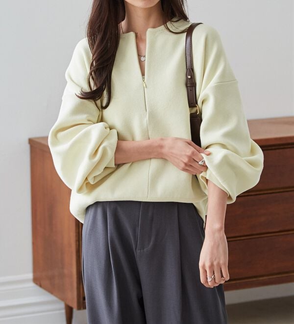 RANAN（ラナン）の「ハーフジップスウェットライクニット（ニット・セーター）」｜詳細画像