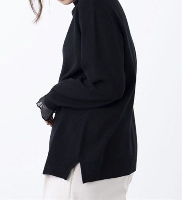 BELLUNA（ベルーナ）の「衿＆袖シアーニット使いプルオーバー（ニット・セーター）」｜詳細画像