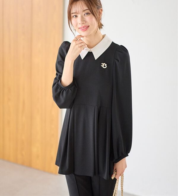 GeeRA（ジーラ）の「【２点セット】２ＷＡＹプリーツ切替ブラウスセットアップ（ブラウススーツ）」｜詳細画像