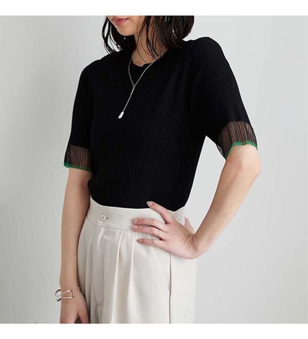 GeeRA（ジーラ）の「『ドラマ着用商品』 袖口シアーリブニット（ニット・セーター）」｜詳細画像