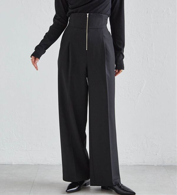 RANAN（ラナン）の「ハイウエストジップワイドパンツ（ワイドパンツ・ガウチョ）」｜詳細画像