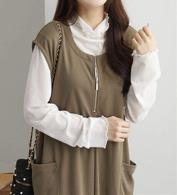 Viola e Viola（ヴィオラ エ ヴィオラ）の「なめらかポンチ　Iラインジャンスカ（ジャンパースカート）」｜詳細画像