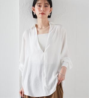 RANAN（ラナン）の「2WAYサテンスキッパーシャツ（シャツ）」｜ホワイト