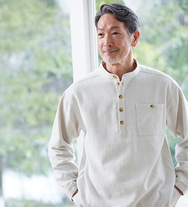 「ざっくり木綿のふんわり起毛シャツ（メンズシャツ）」｜詳細画像