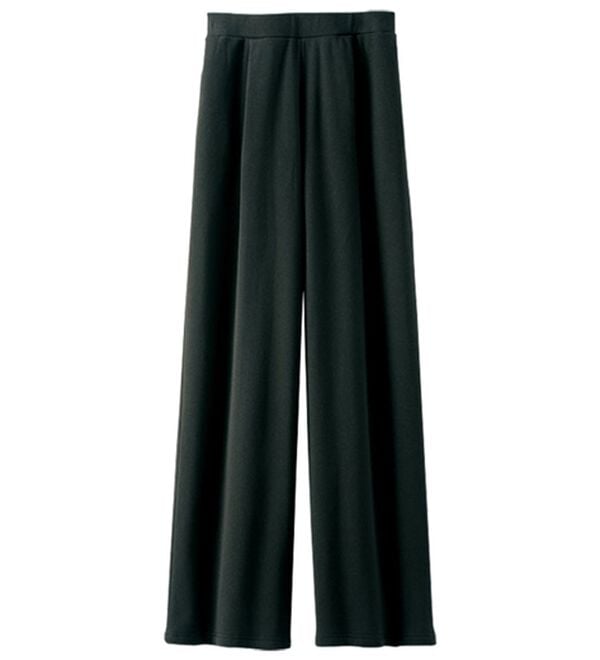 BELLUNA（ベルーナ）の「まるではく毛布！静電防止付裏ファーワイドパンツ（フルレングスパンツ）」｜黒