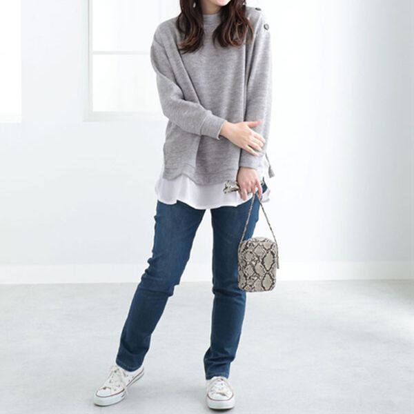 BELLUNA（ベルーナ）の「肩ボタン布帛切替チュニック（チュニック）」｜詳細画像