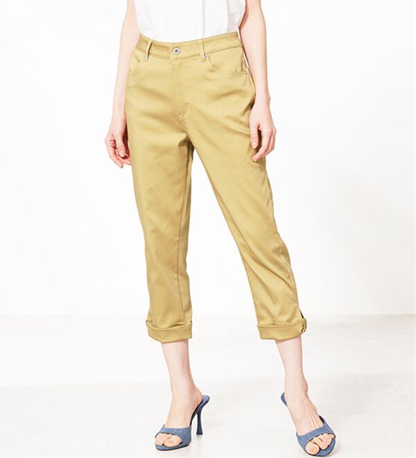 BELLUNA（ベルーナ）の「ヒンヤリ&times;サラリ速乾！綿サテンストレッチ裾リボンクロップドパンツ（クロップドパンツ）」｜詳細画像