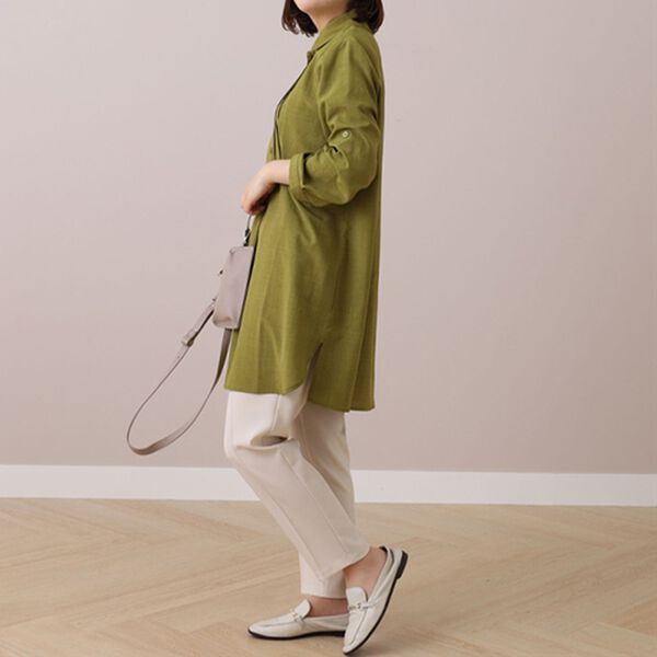 BELLUNA（ベルーナ）の「麻調素材ピンタックデザインチュニック（チュニック）」｜詳細画像