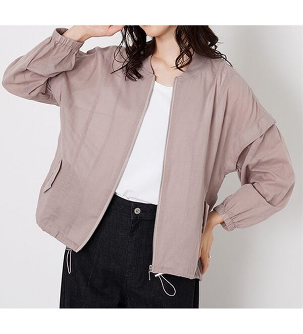 BELLUNA（ベルーナ）の「麻調素材リブ使いシアーブルゾンジャケット（ブルゾン）」｜詳細画像