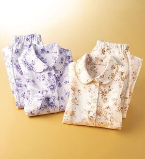 「【２着組】お花が可愛いくつろぎキルトパジャマ（パジャマ・ルームウェア）」｜2着組