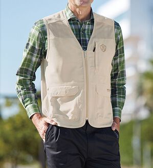 「＜ダンロップ・リファインド＞涼感楊柳多機能メッシュベスト（メンズベスト）」｜ベージュ