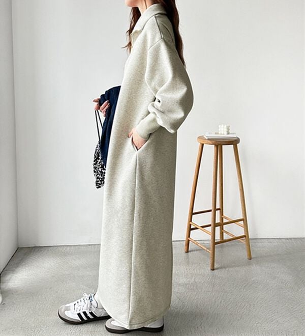 GeeRA（ジーラ）の「ハーフジップハイネック裏起毛ワンピース（カットソーワンピース）」｜詳細画像