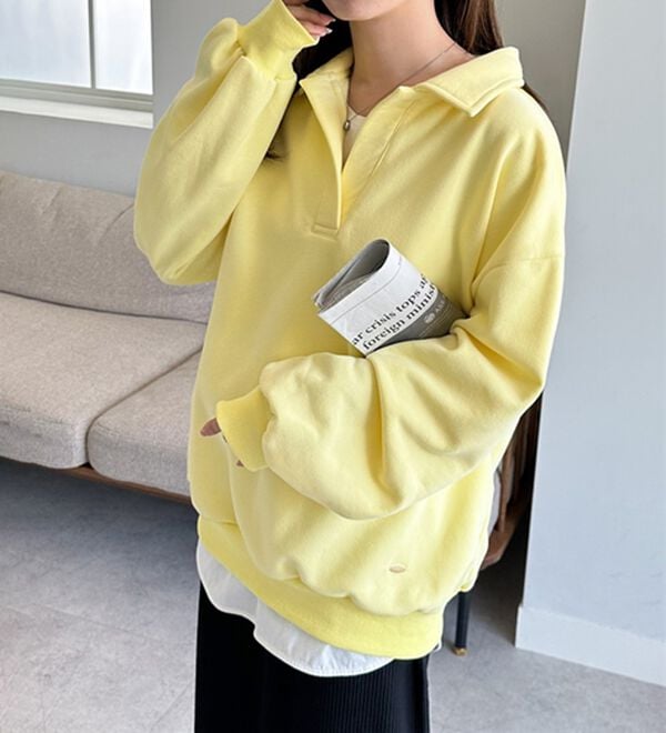 RANAN（ラナン）の「あったか裏起毛衿付きオーバーサイズスウェット（トレーナー・スウェット）」｜詳細画像