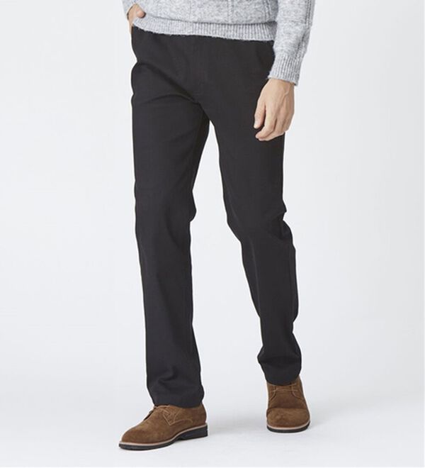 「＜コムルヴァン・オム＞ラクしてすっきり暖かパンツ（メンズフルレングスパンツ）」｜ブラック