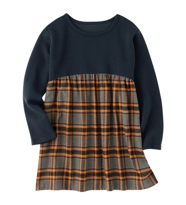 Viola e Viola（ヴィオラ エ ヴィオラ）の「裏起毛チェック柄切替チュニック（チュニック）」｜詳細画像