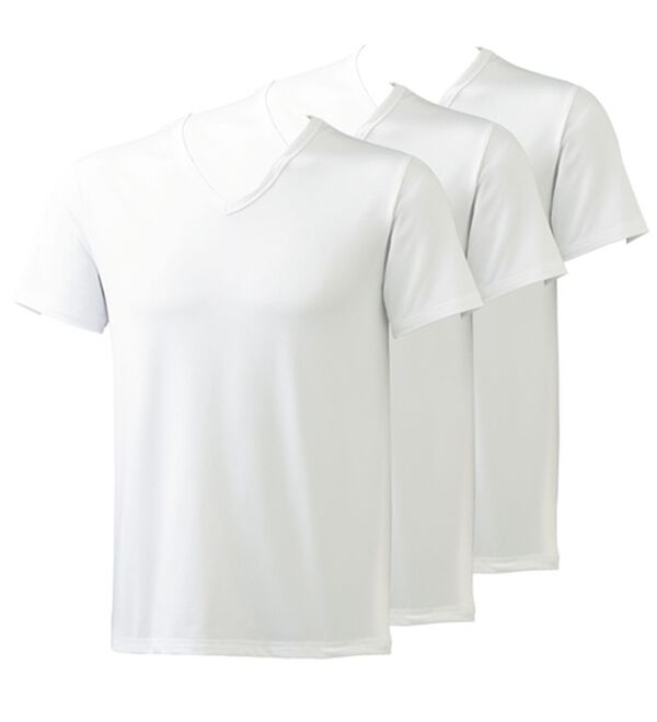 「【３枚組】＜ヘッド＞シルキーエアースマート冷感インナー（メンズ肌着・インナーウェア）」｜ホワイト3枚組 半袖V首