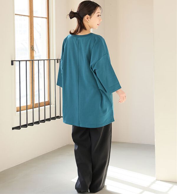 A HAPPY MARILYN（アハッピーマリリン）の「【Ｍ～８Ｌ／選べる袖丈】綿トレーナーライクビッグシルエットＴシャツ（Tシャツ）」｜詳細画像