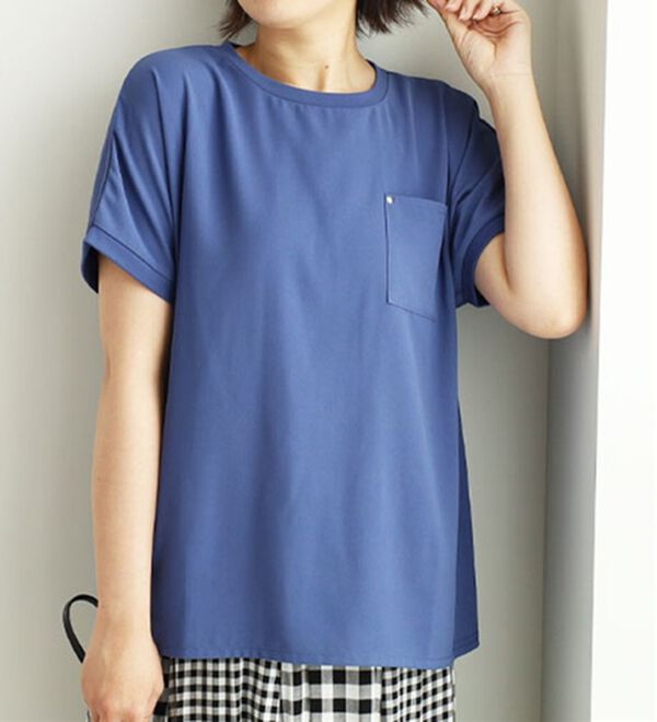 BELLUNA（ベルーナ）の「ジョーゼット切替ポケット付プルオーバー（カットソー）」｜ブルー