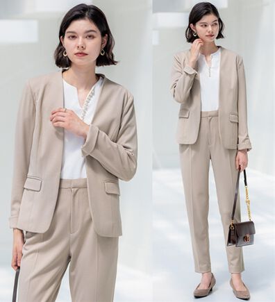GeeRA（ジーラ）の「【ジャケット+パンツ】洗濯機で洗えるのびのび！ストレッチカットソーセットアップスーツ（パンツスーツ）」