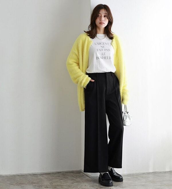 Pierrot（ピエロ）の「カット起毛ピンタックワイドパンツ（ワイドパンツ・ガウチョ）」｜詳細画像