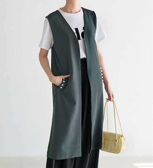 パール調ビジュー付ロングジレ - ベルーナ【公式】