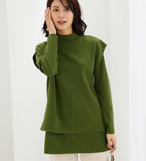 BELLUNA（ベルーナ）の「前後２ｗａｙベスト付ニットアンサンブル（アンサンブル）」｜グリーン
