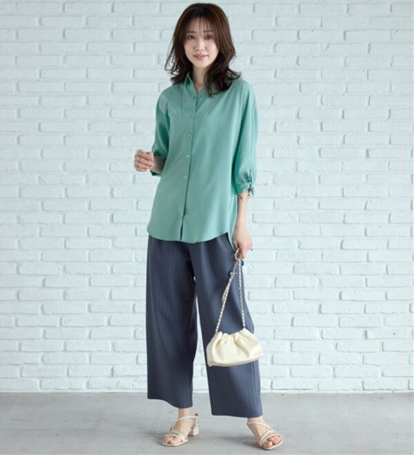 BELLUNA（ベルーナ）の「【吸水速乾】イージーケア！袖リボンシャツチュニック（チュニック）」｜詳細画像