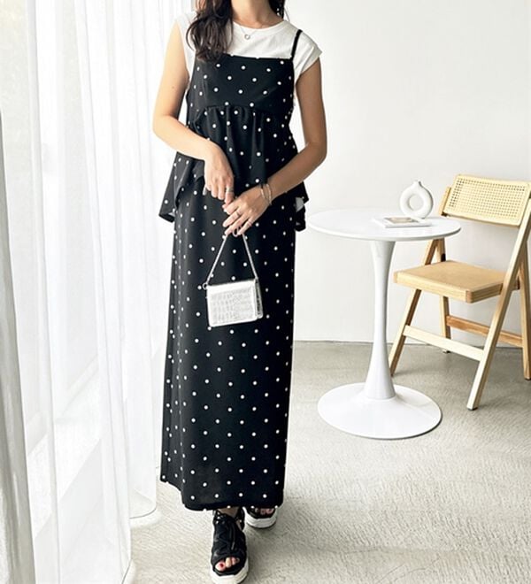 GeeRA（ジーラ）の「楽ちん！ペプラムキャミワンピース（カットソーワンピース）」｜詳細画像