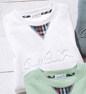 「＜アーノルド　パーマー＞エンボスデザインスウェットＴシャツ（メンズＴシャツ）」｜ホワイト