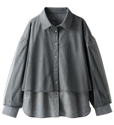 BELLUNA（ベルーナ）の「華やぎチュール重ねシャツブラウス（ブラウス）」