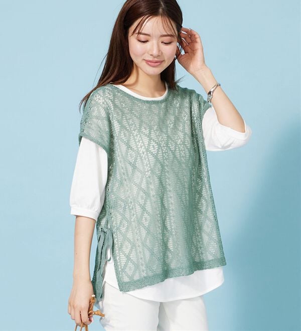 BELLUNA（ベルーナ）の「ラッセルレースサイドリボンアンサンブル（アンサンブル）」｜詳細画像