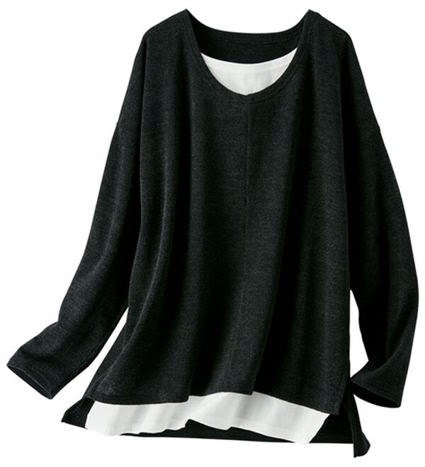 BELLUNA（ベルーナ）の「杢調素材レイヤード風チュニック（チュニック）」｜黒