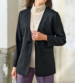 BELLUNA（ベルーナ）の「＜楽スタフィット＞ノーカラージャケット（ノーカラージャケット）」｜詳細画像