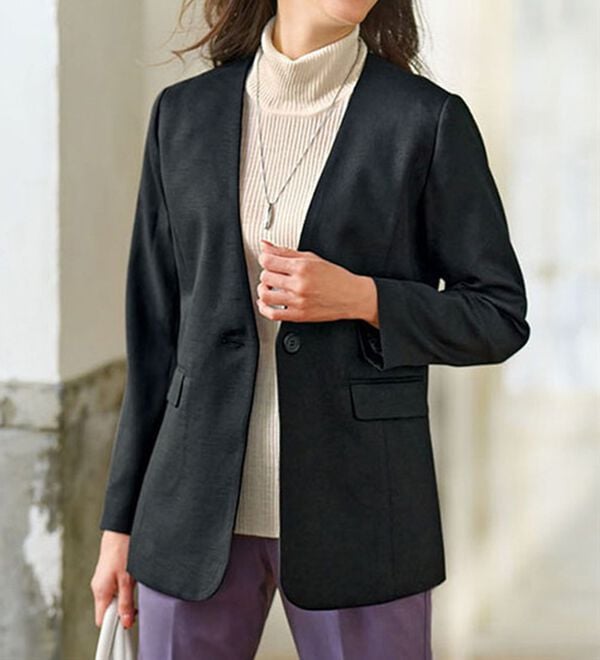 BELLUNA（ベルーナ）の「＜楽スタフィット＞ノーカラージャケット（ノーカラージャケット）」｜詳細画像