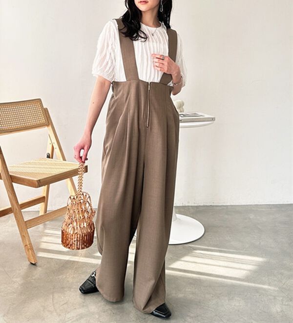 GeeRA（ジーラ）の「フロントジップハイウエストサロペット（オールインワン）」｜詳細画像