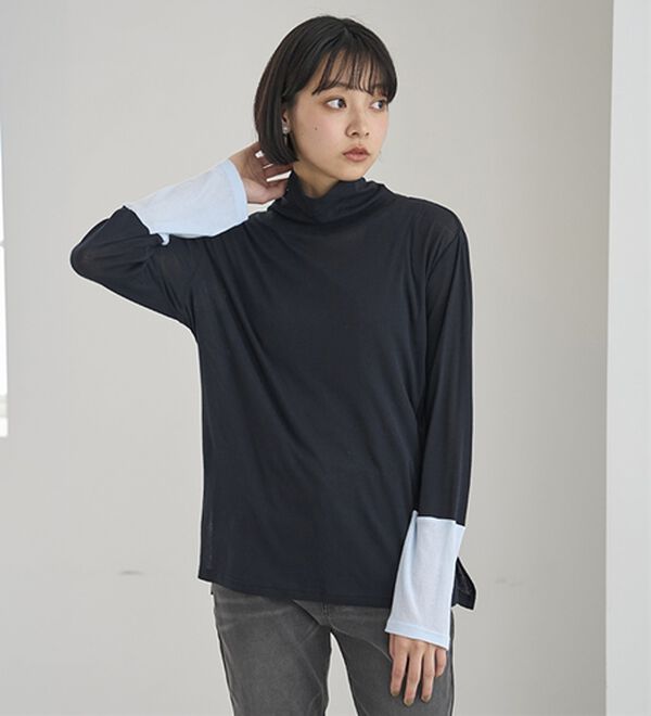 BELLUNA（ベルーナ）の「綿１００％配色シアープルオーバー（カットソー）」｜詳細画像