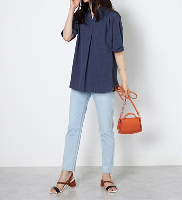 BELLUNA（ベルーナ）の「麻調素材スキッパーブラウス（ブラウス）」｜詳細画像