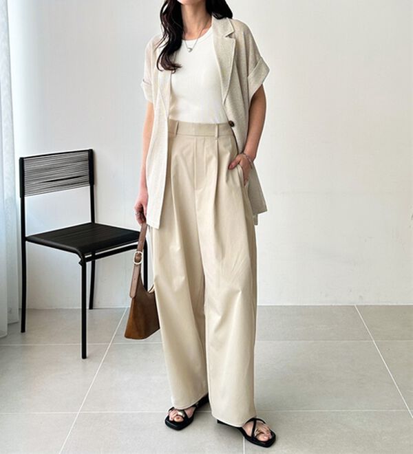 GeeRA（ジーラ）の「カーブデザインワイドチノパンツ（フルレングスパンツ）」｜詳細画像