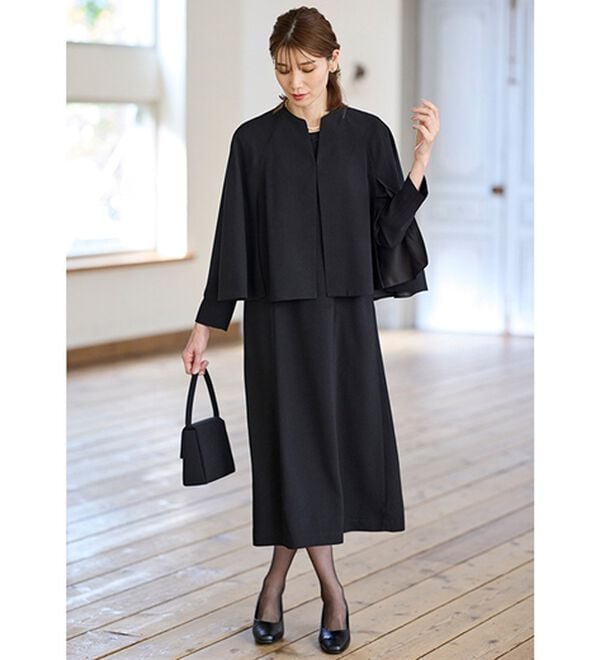 BELLUNA（ベルーナ）の「洗える！ケープボレロ付ワンピースアンサンブル（ブラックフォーマル（喪服・礼服））」｜詳細画像