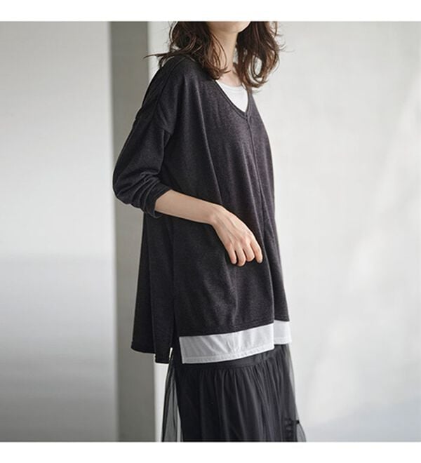 RANAN（ラナン）の「レイヤード風ニットソーチュニック（チュニック）」｜詳細画像