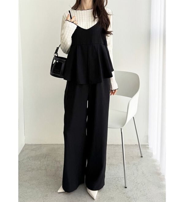 GeeRA（ジーラ）の「セットアップ風プリーツビスチェキャミサロペ（オールインワン）」｜詳細画像