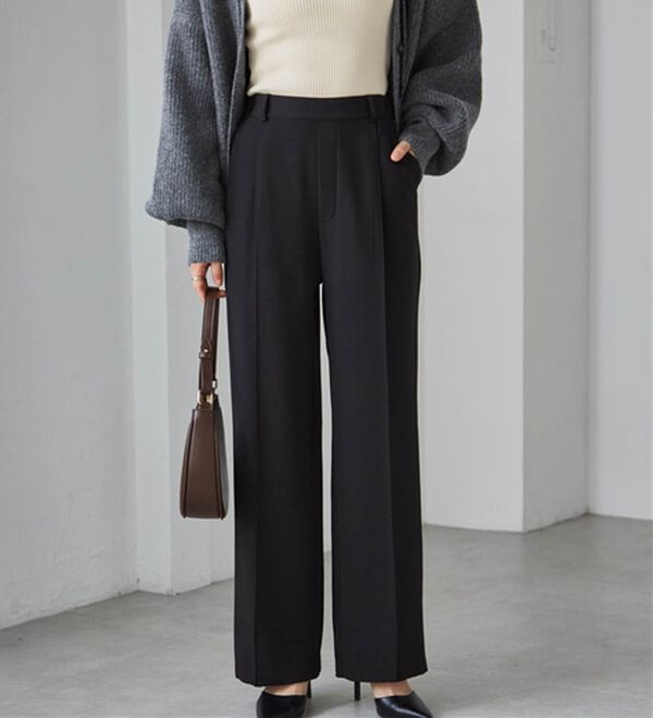 RANAN（ラナン）の「裏起毛美脚シルエットピンタックワイドパンツ（フルレングスパンツ）」｜詳細画像