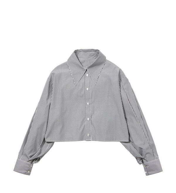 GeeRA（ジーラ）の「ストライプ柄衿付ショート丈シャツ（シャツ）」｜詳細画像