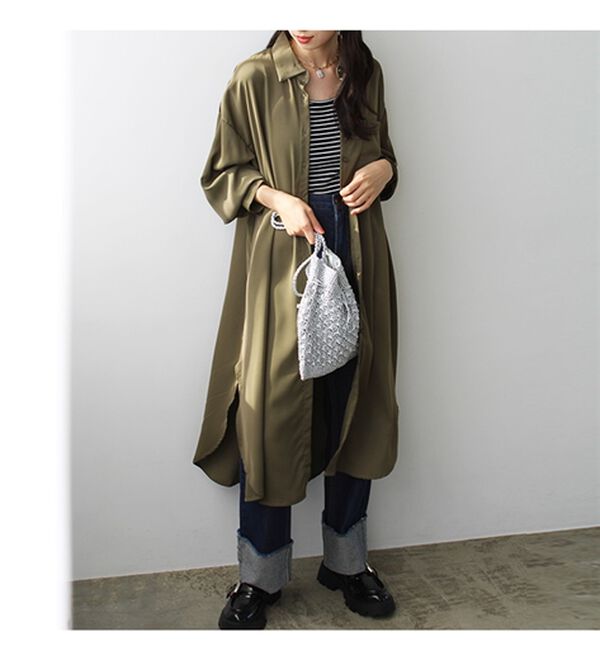GeeRA（ジーラ）の「スリット入りロングシャツワンピース（シャツワンピース）」｜詳細画像