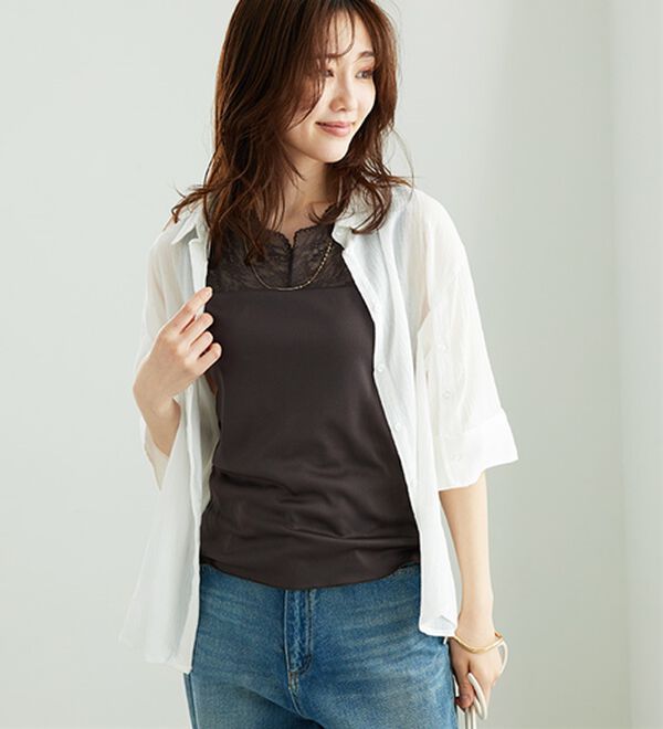 BELLUNA（ベルーナ）の「レース素材カップ付タンクトップ（タンクトップ・キャミソール）」｜詳細画像